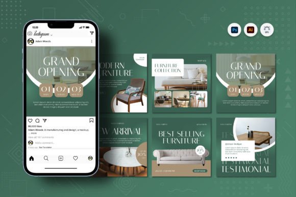 Download Green Gradient Furniture Instagram Post - Instagram Collection