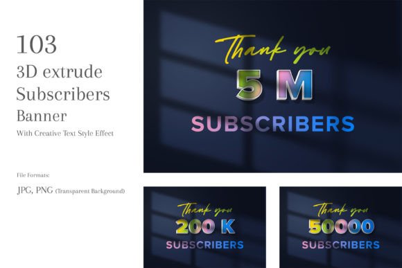 Download 3D Extrude Subscribers Banners Set 80 - Extrude Collection
